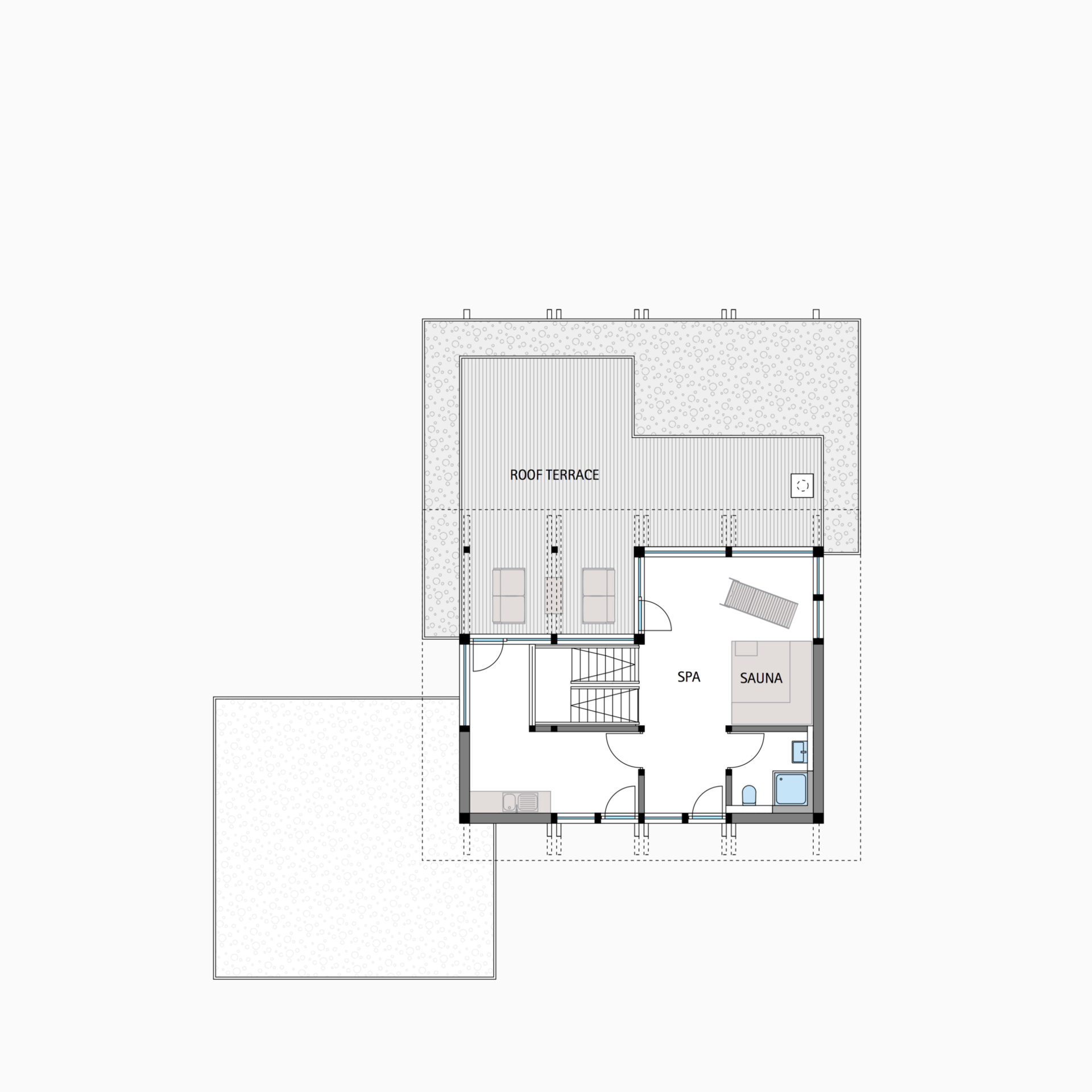 HUF house floor plan second floor flat roof