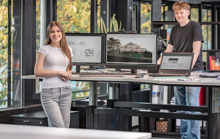 Junge Menschen in modernem Büro mit Computern Bautechnischer Konstrukteur (m/w/d)