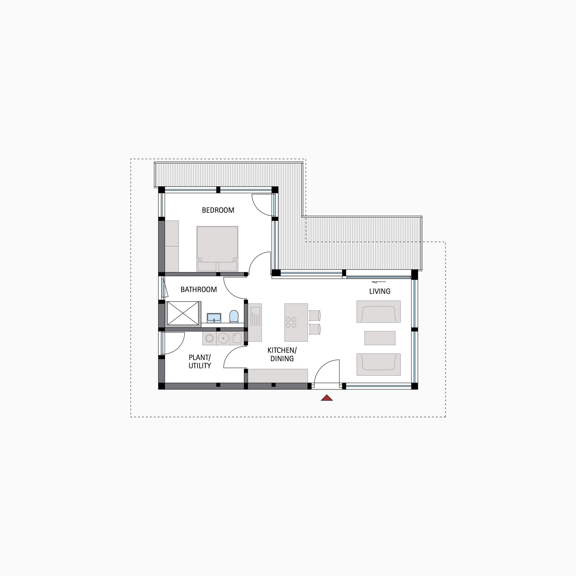 HUF Anbau Bungalow mit transparentem Fachwerk Grundriss eines Bungalows mit Anbau und transparentem Fachwerkdesign