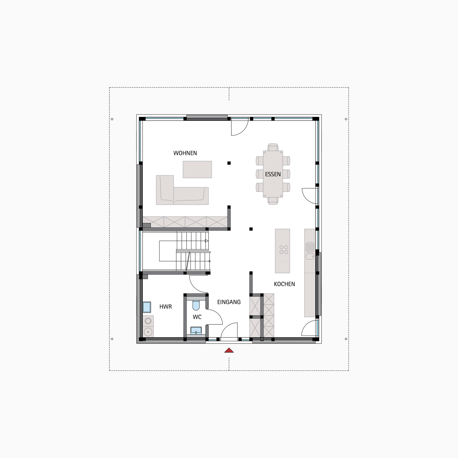 HUF Fachwerkhaus Grundriss Erdgeschoss MODUM 8:10