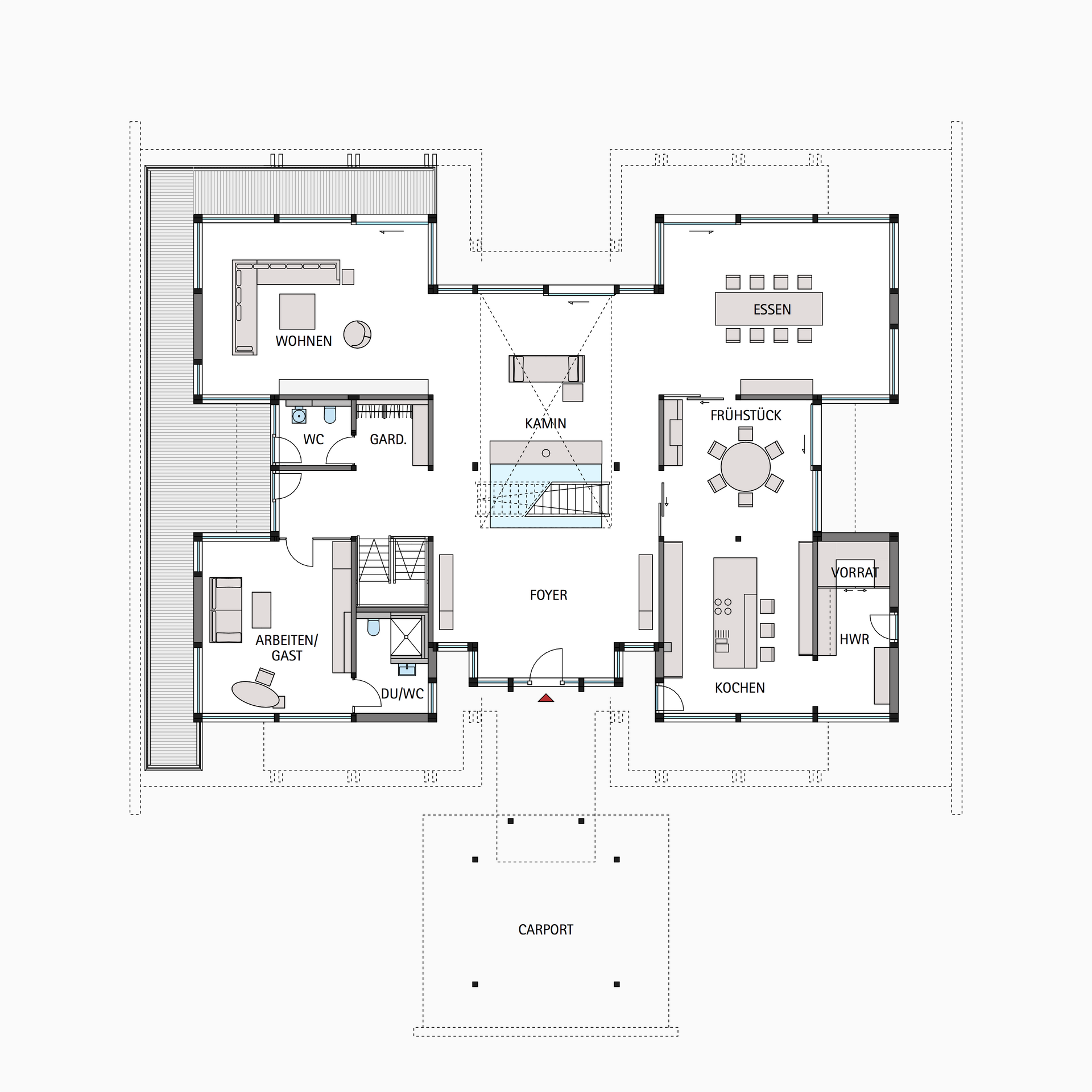 HUF Fachwerkhaus Grundriss Erdgeschoss ART 9