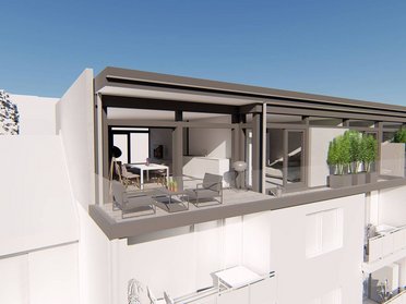 Moderne Architektur mit Aufstockung und Dachterrasse