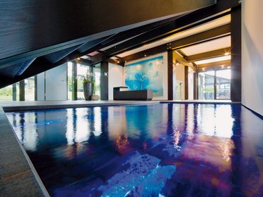 Elegantes Schwimmbad im modernen Wohnraum mit schönen Details