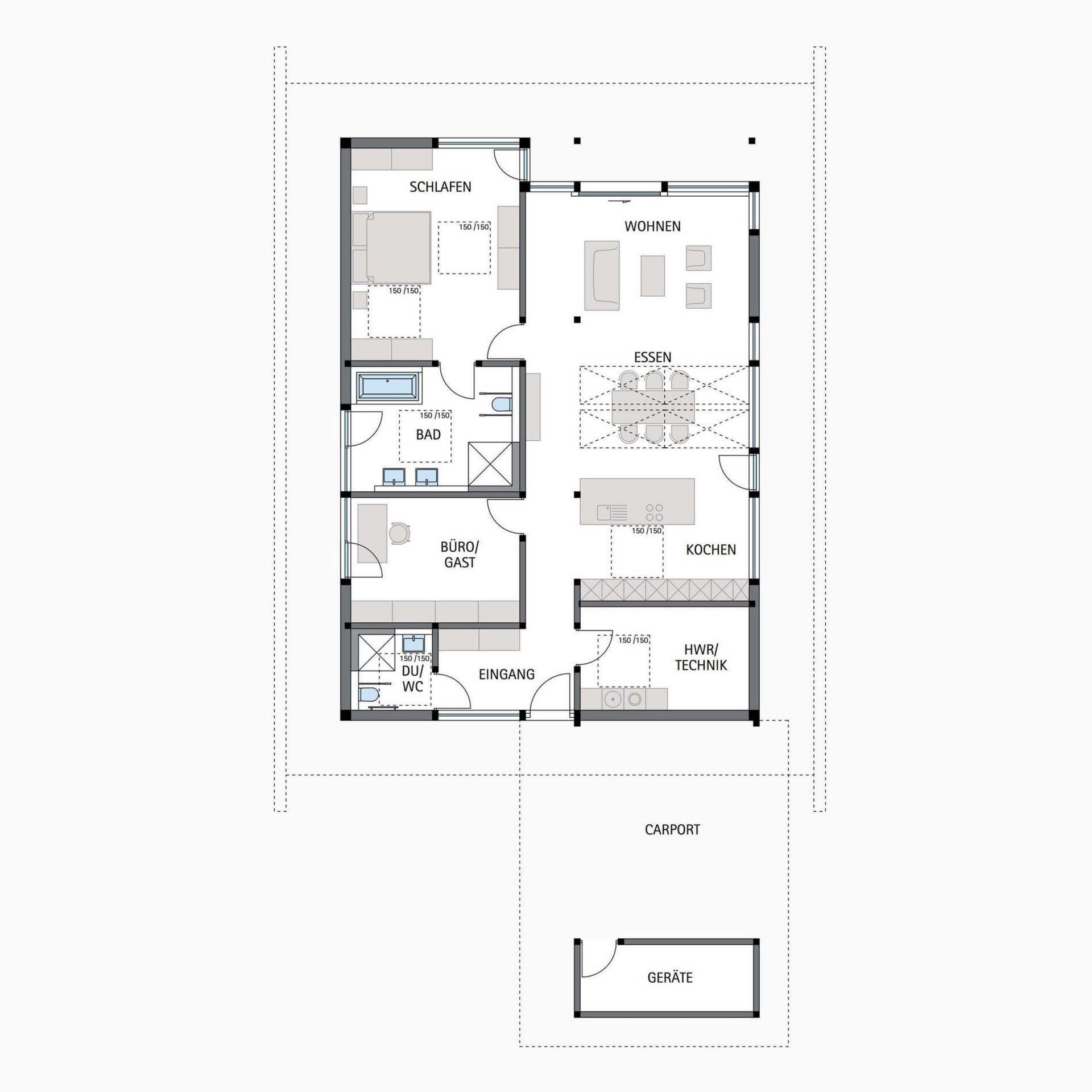 HUF Fachwerkhaus Grundriss Erdgeschoss Bungalow