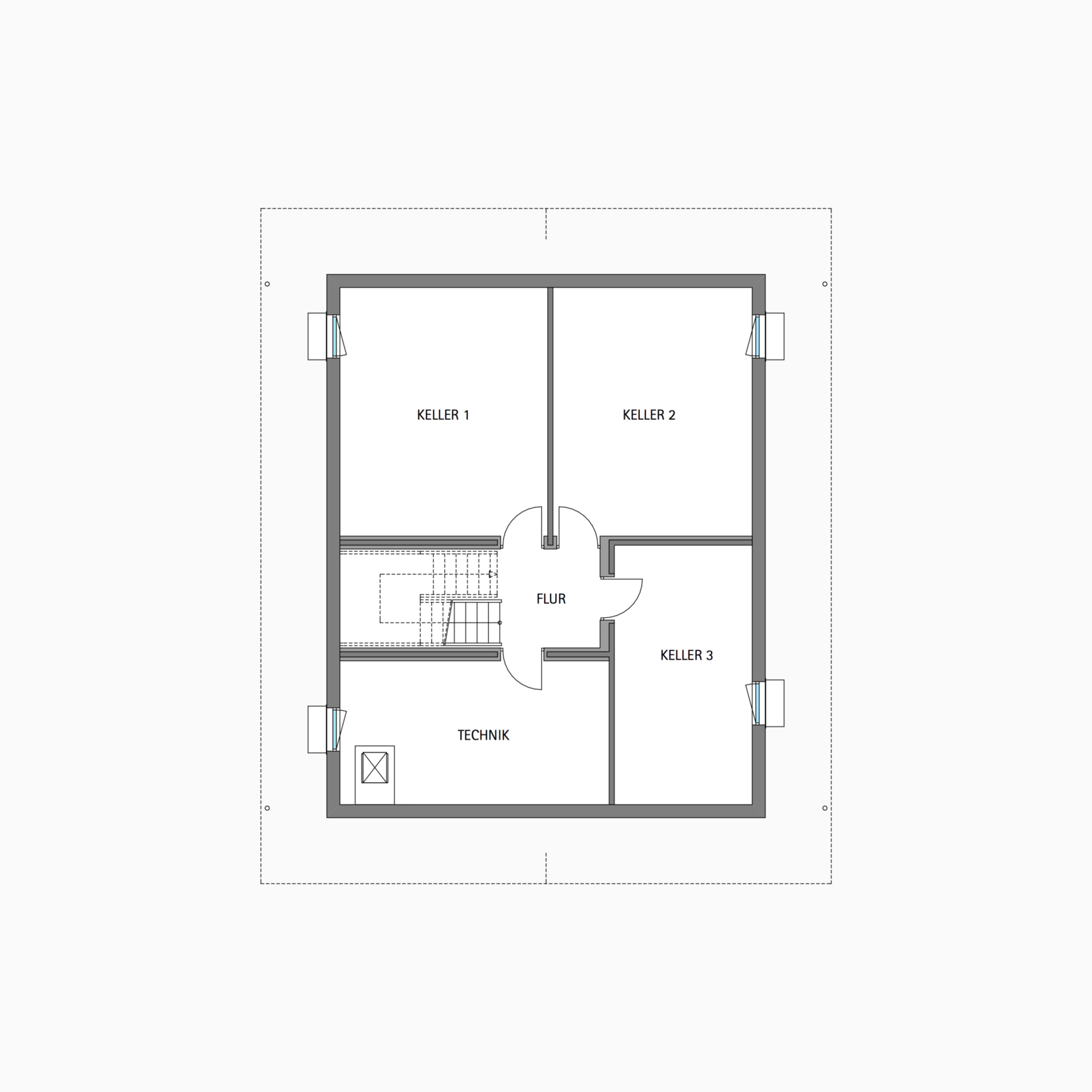 HUF Fachwerkhaus Grundriss Untergeschoss MODUM 8:10