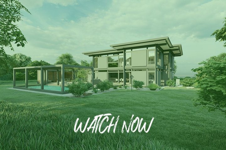 Modernes HUF Haus mit Garten und Pool im Jubiläumsdesign