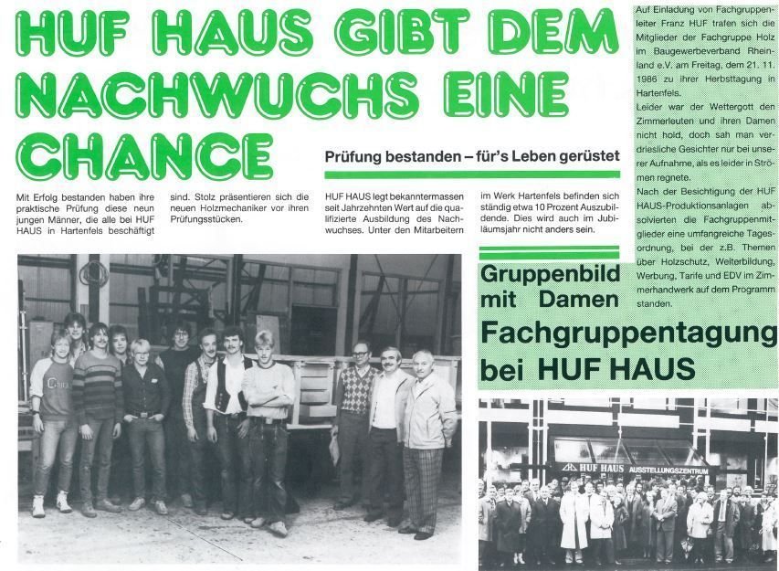 Jubiläumskalender 110 Jahre HUF HAUS HUF HAUS gibt Nachwuchs eine Chance - Gruppenbild bei HUF HAUS