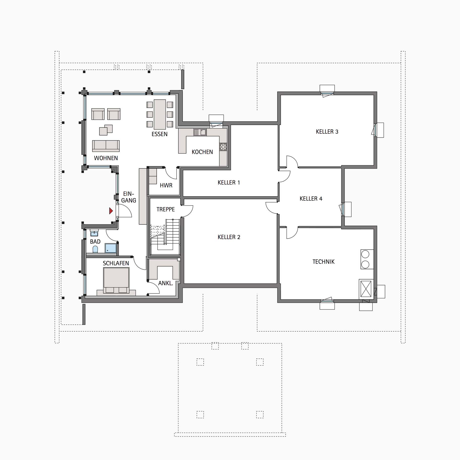 HUF Fachwerkhaus Grundriss Untergeschoss ART 9