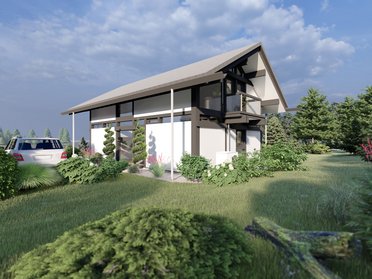 Moderne Architektur eines Ferienhauses umgeben von Natur